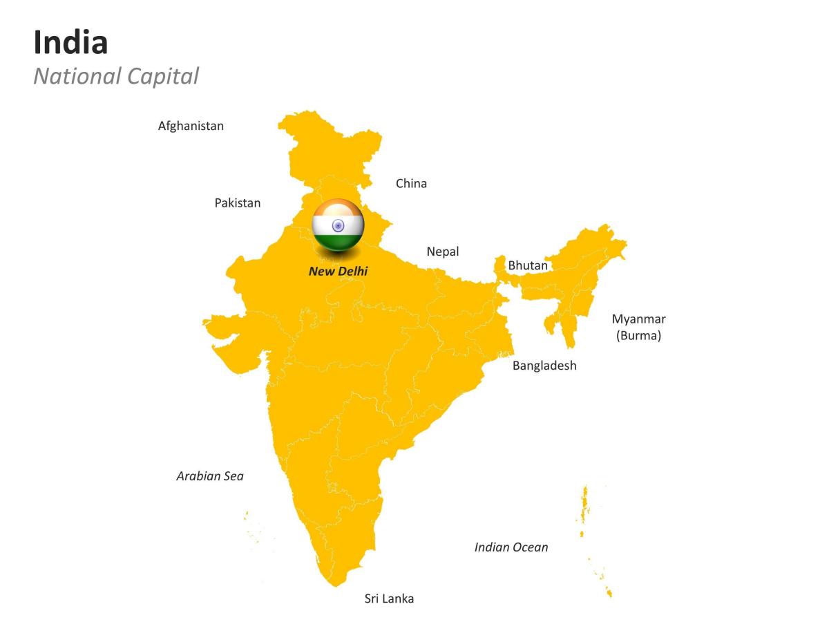 Indien Hauptstadtkarte