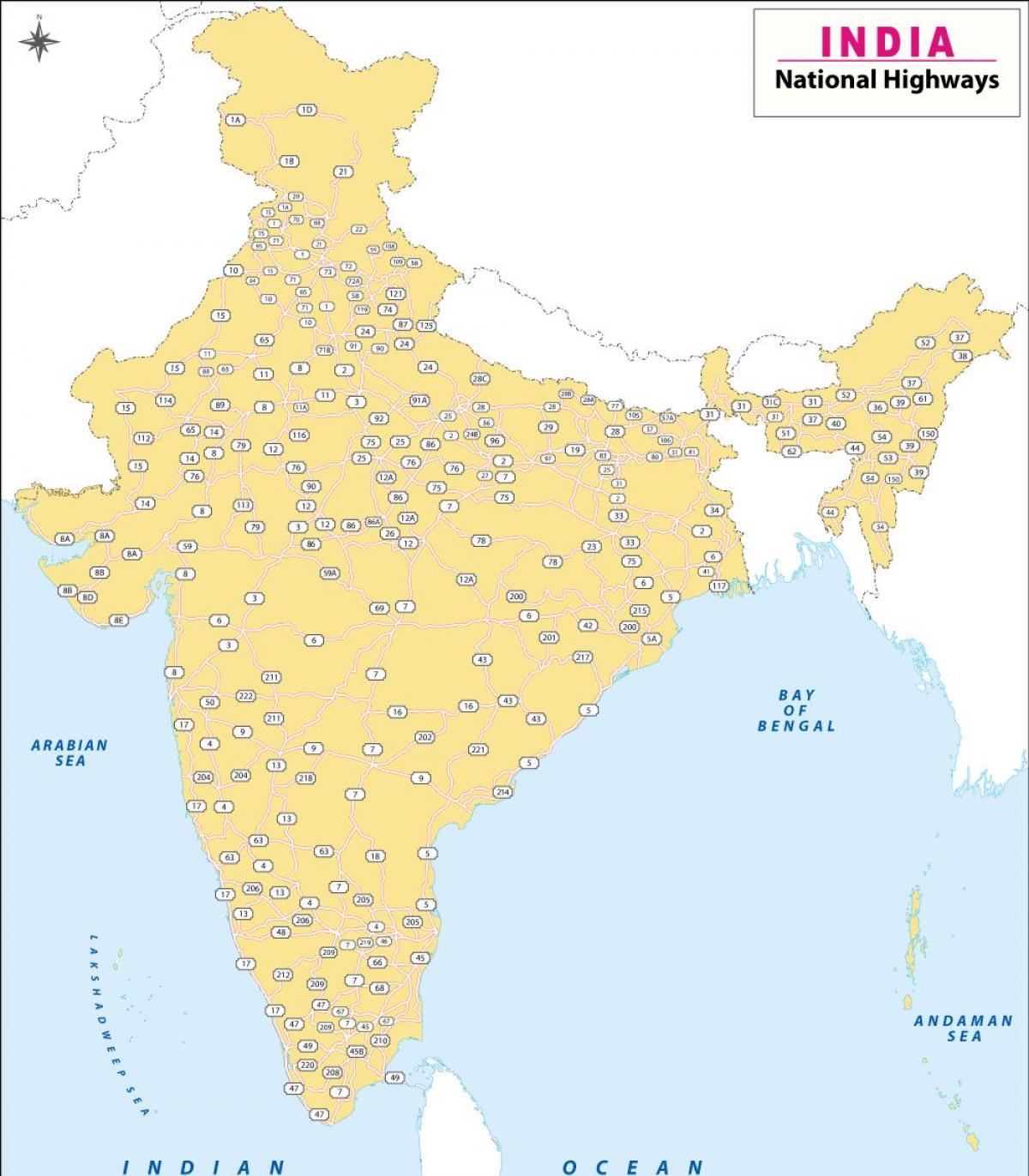 Autobahnkarte von Indien