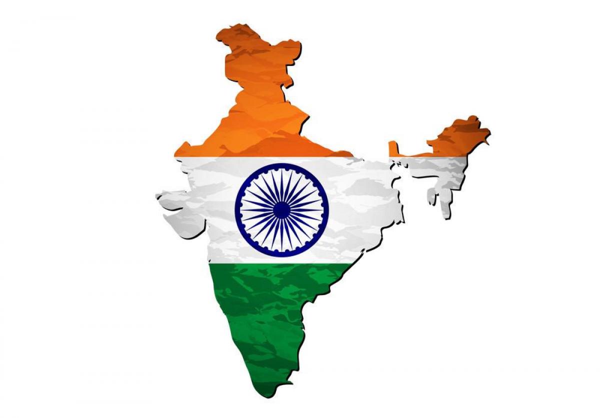 Karte von Indien Flagge