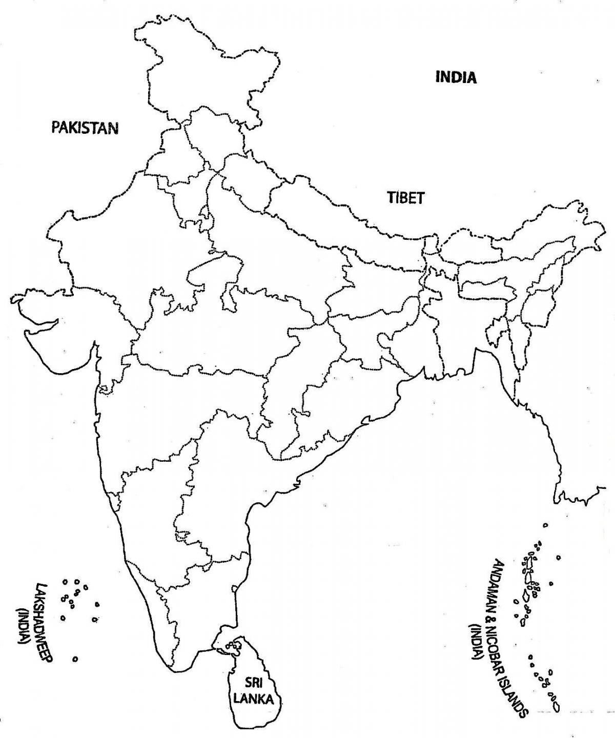 Indien Konturen Karte
