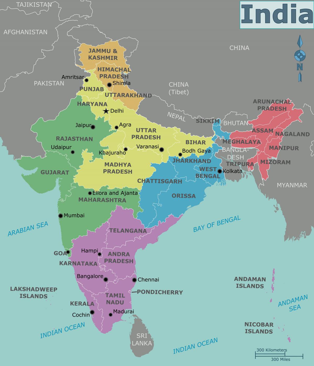 Indien Gebiete Karte