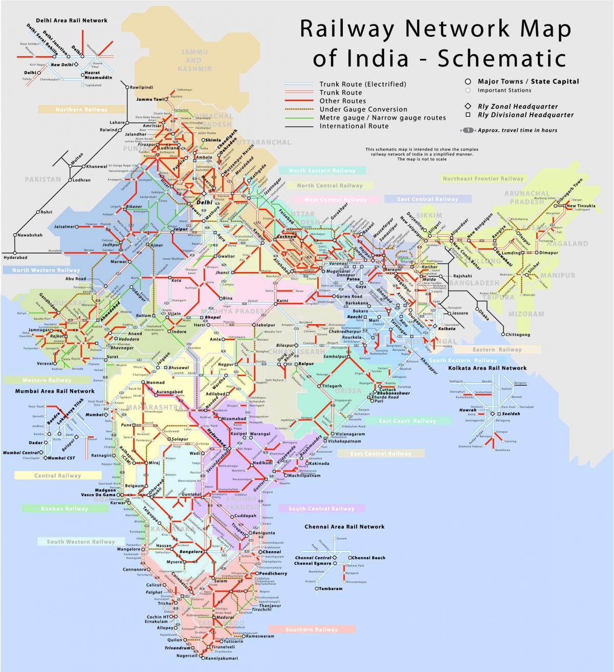 Indien Zuglinien Karte